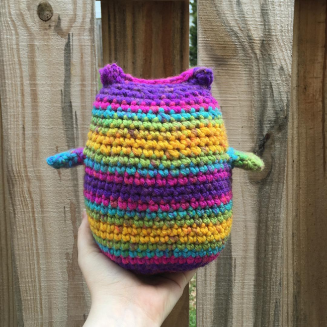 A colorful crochet toy for a deserving pup A colorful crochet toy for a deserving pup